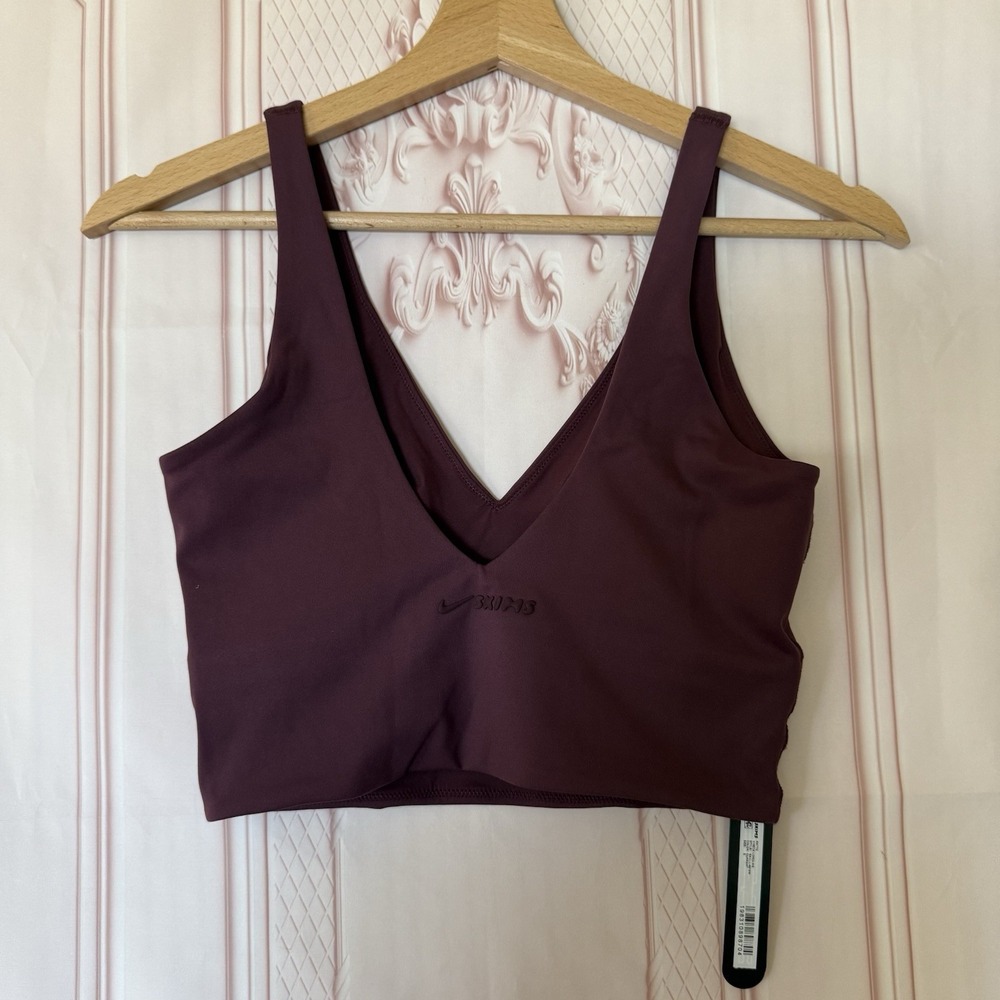 NikeSKIMS SKIMS Matte V-Neck Longline Top Currant Size Small NWT Athleisure